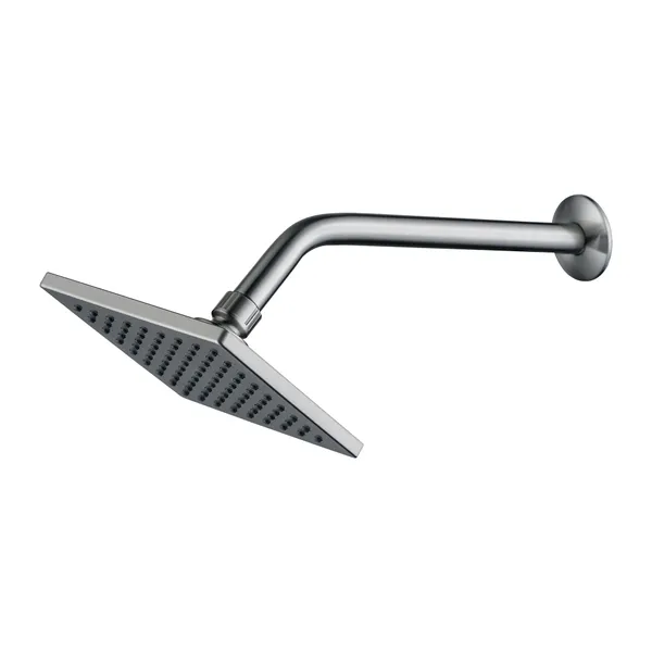 Regadera ABS Acquabela Vernazza Cuadrada Cepillada 6" Brazo 30cm 1 Función
